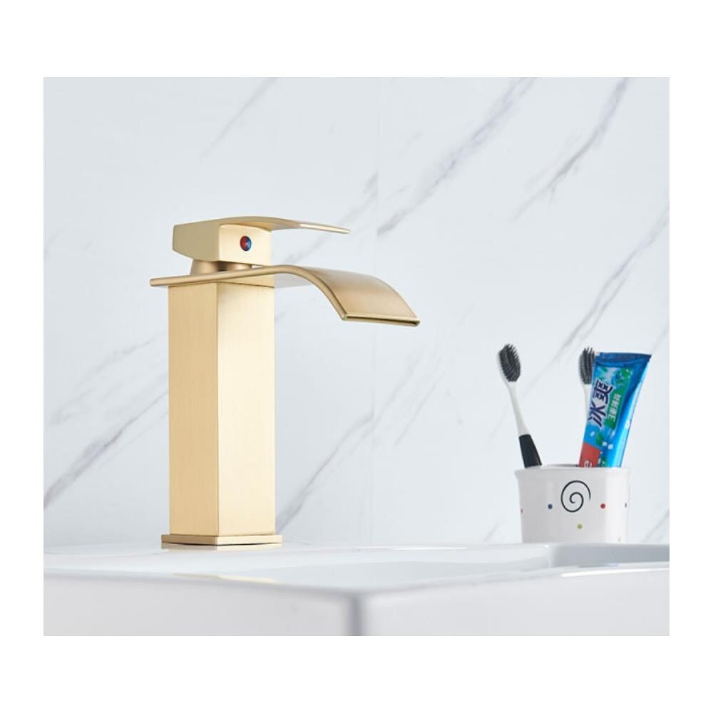 Rubinetto per lavabo da bagno, Blackswan, tipo M102, modello oro opaco, misura 19 cm - Foto 4