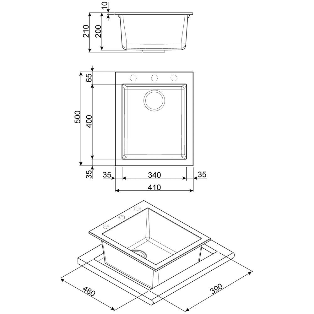 Vasca VZ40TT Dimensioni 34 x 40 cm Colore Titanio Serie Quadra - Foto 2