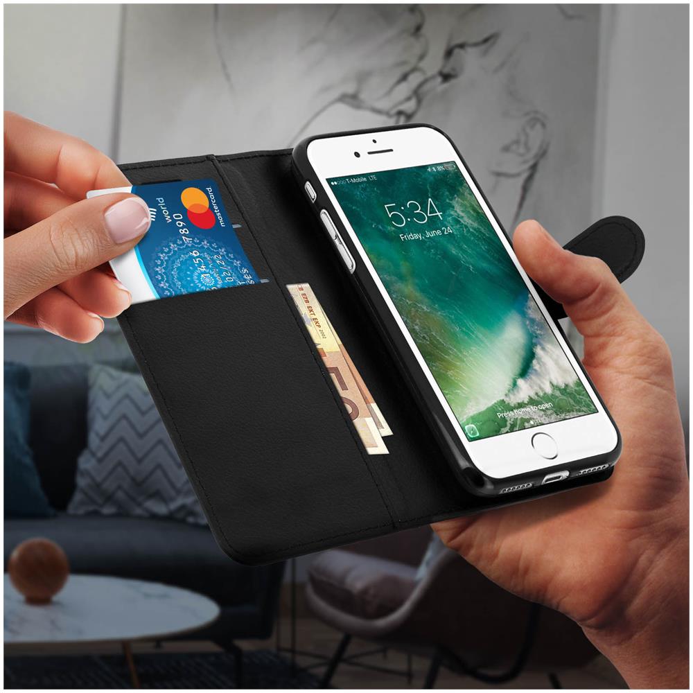 Custodia Portafoglio Stand Case Per Apple Iphone 7 E 8 - Nera - Foto 11