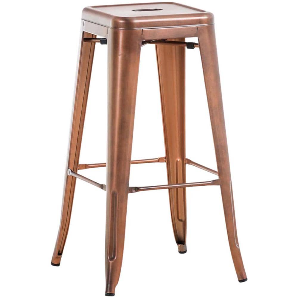 Sgabello Bar Joshua V2 in Metallo Stile Industriale - Sgabello Bancone Robusto Impilabile - Sgabello Cucina Senza Schienale I Sgabello Design H 76 cm Rame - Foto 1