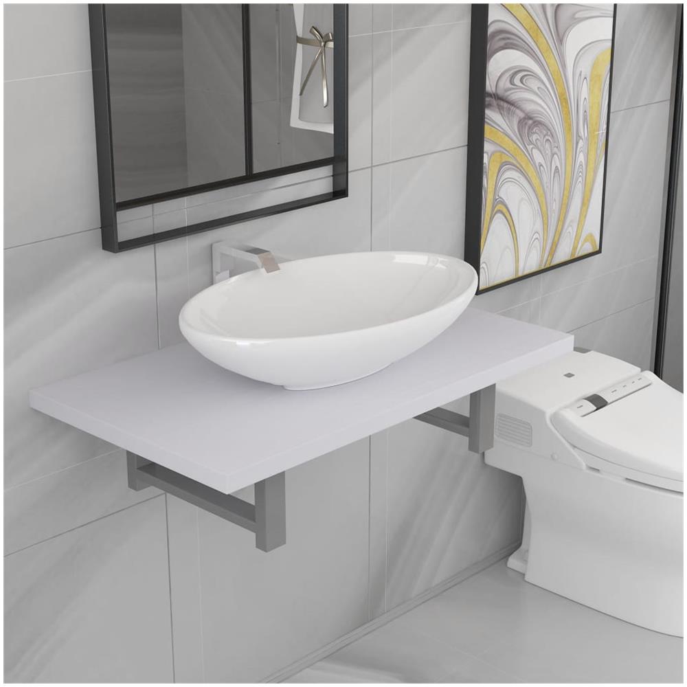 Set Mobili Da Bagno 2 Pz Ceramica Bianco - Foto 2