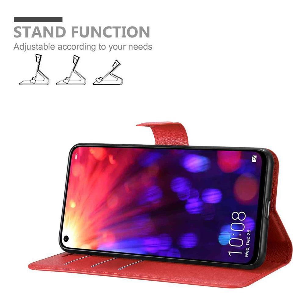 Custodia Compatibile Con Honor View 20 In Rosso Carminio - Coperchio Protettiva Con Chiusura Magnetica, Funzione Stand E Tasca Per Le Carte - Foto 2