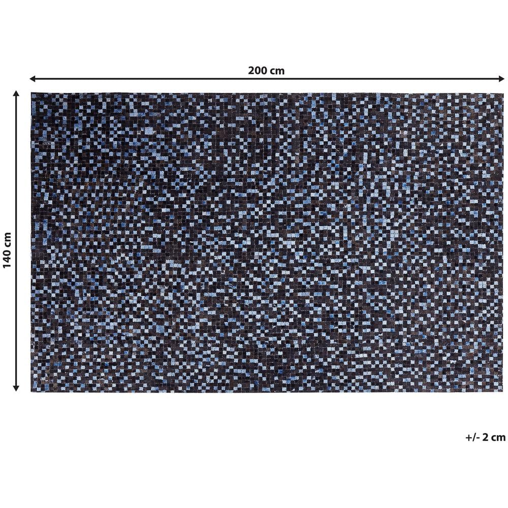 Tappeto In Pelle Marrone E Blu 140 X 200 Cm Ikisu - Foto 2