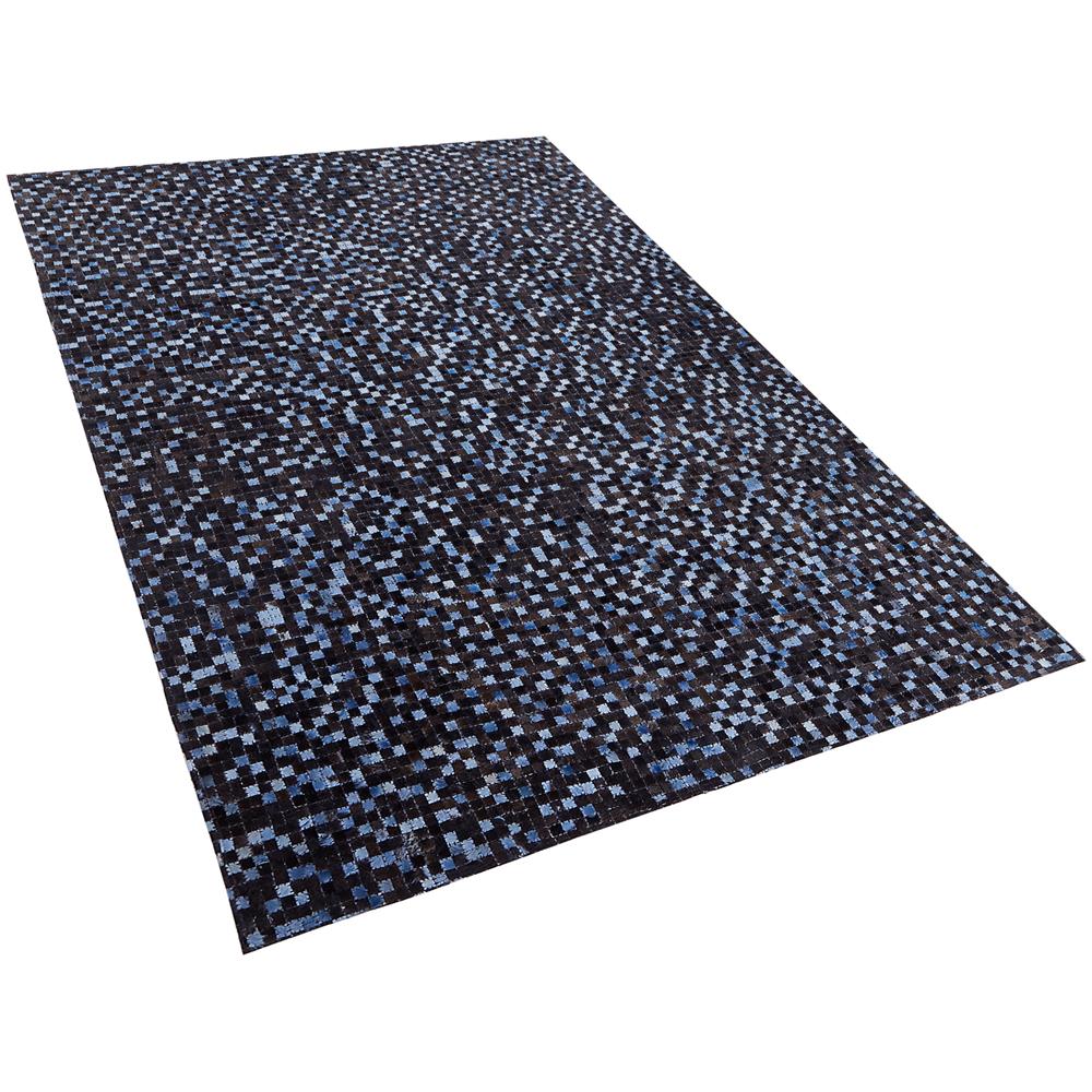 Tappeto In Pelle Marrone E Blu 140 X 200 Cm Ikisu - Foto 1