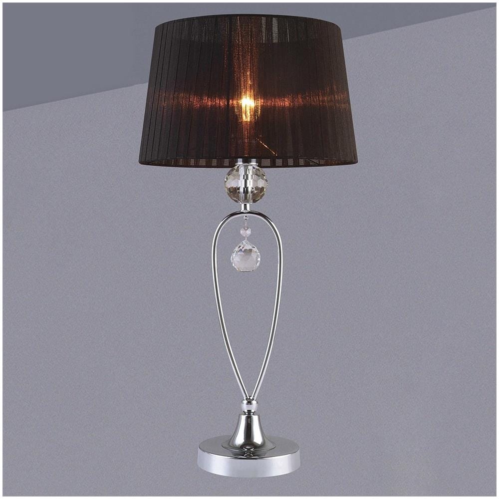 Lampada Da Tavolo Nera 1 Luce Con Paralume Material, E14 - Foto 1