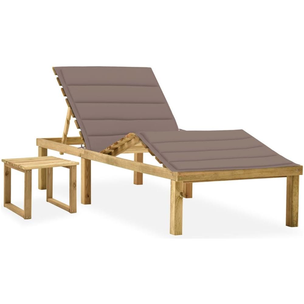 Lettino da Giardino con Tavolino Cuscino Legno Pino Impregnato - Foto 1