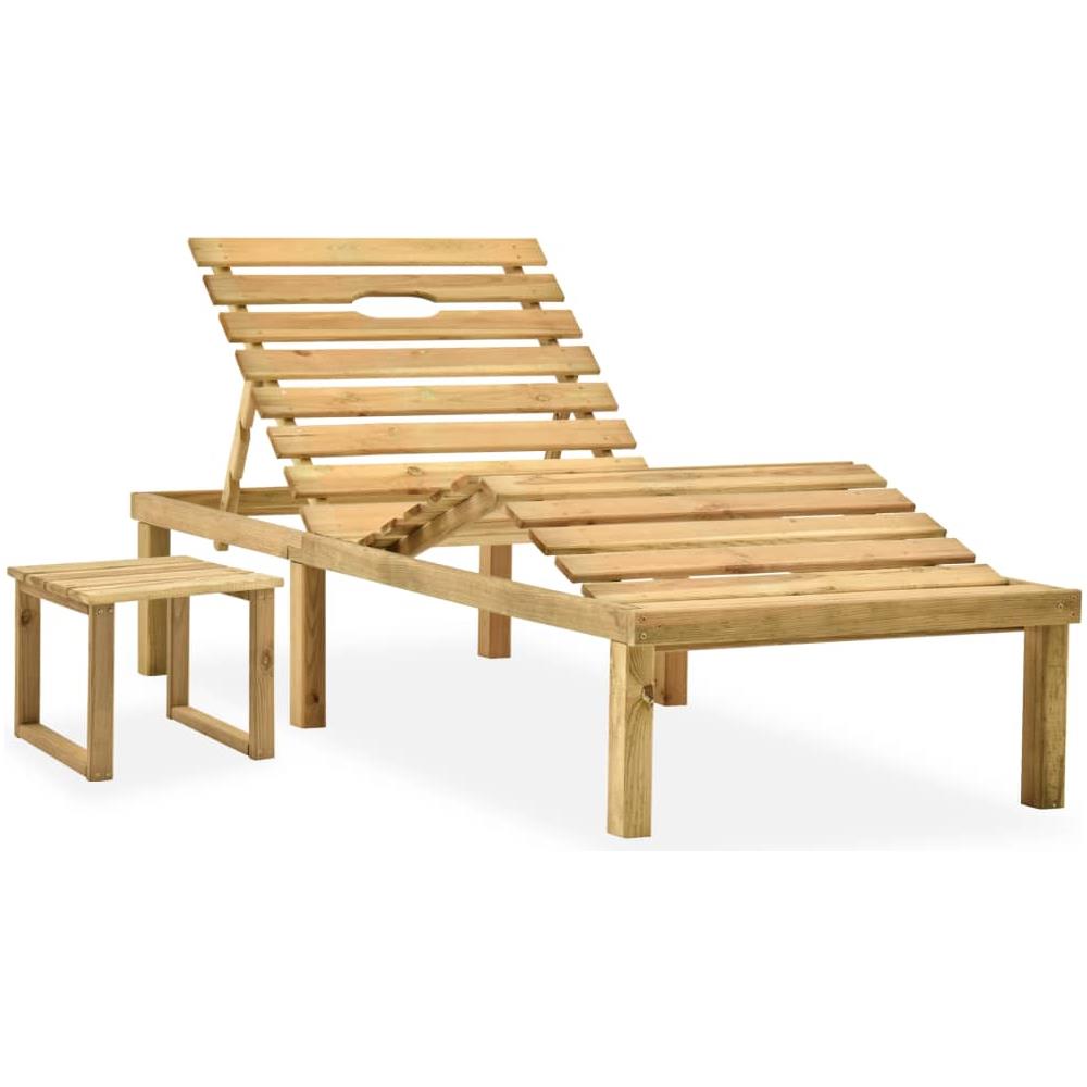 Lettino da Giardino con Tavolino Cuscino Legno Pino Impregnato - Foto 2