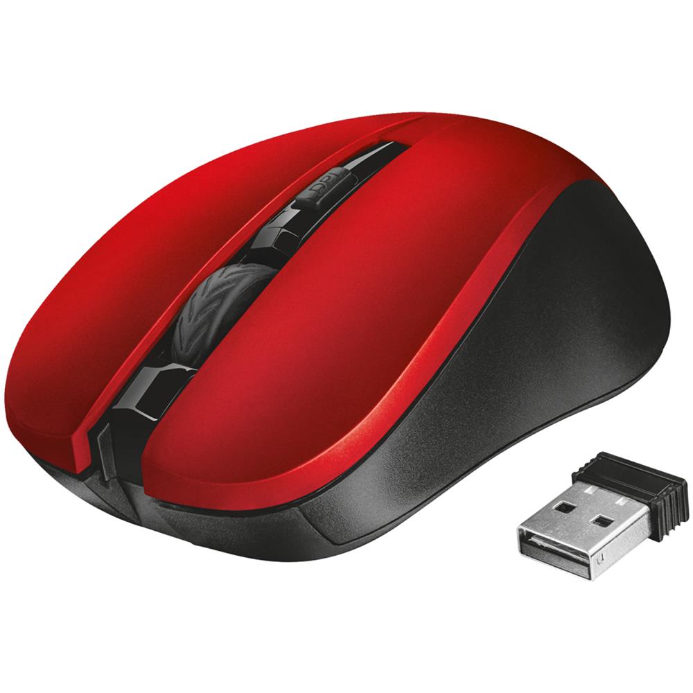 21871 RF Wireless Ottico 1800DPI Ambidestro Nero, Rosso mouse - Foto 2
