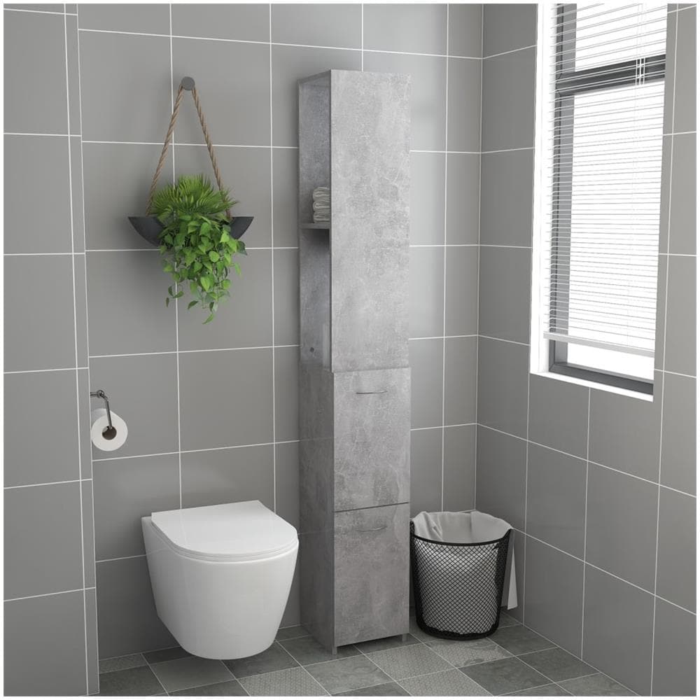 Armadietto Bagno Grigio Cemento 25x26,5x170cm Legno Multistrato - Foto 8