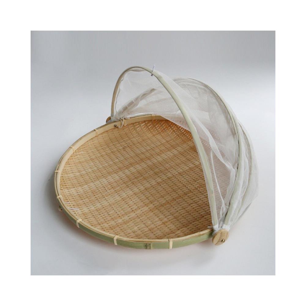 Happyyami Che Serve Carrello Tenda Cestino Staccabile Cestino da Picnic Tessuti A Mano Pasto Tavolo Vassoio Piatto di Copertura con Garza di Maglia della Copertura per Verdura Pane di 