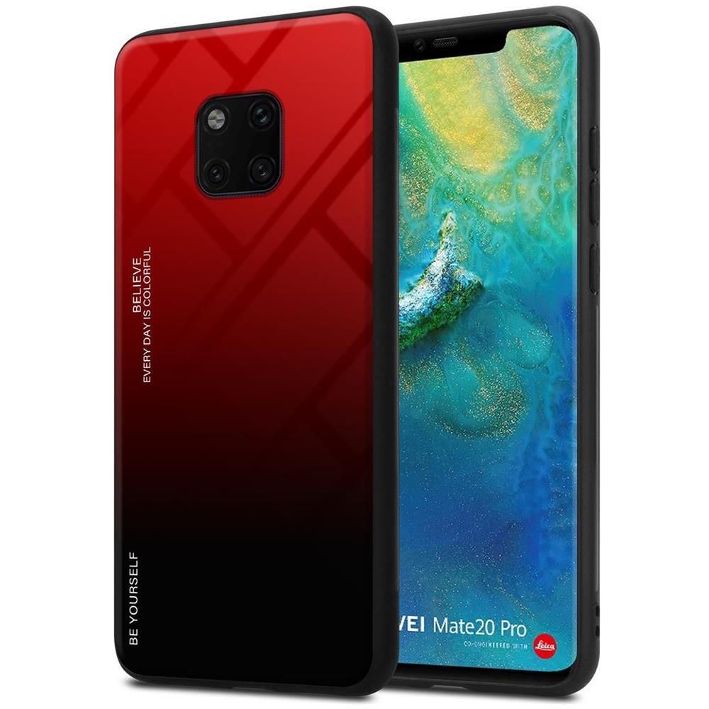 Cadorabo Custodia Compatibile Con Huawei Mate 20 Pro In Rosso - Nero - Coperchio Protettivo Bicolore In Vetro Temperato E Silicone Tpu - Foto 1