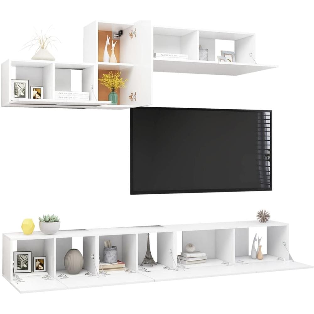 Set di Mobili Porta TV 6 pz Bianco in Legno Multistrato - Foto 2