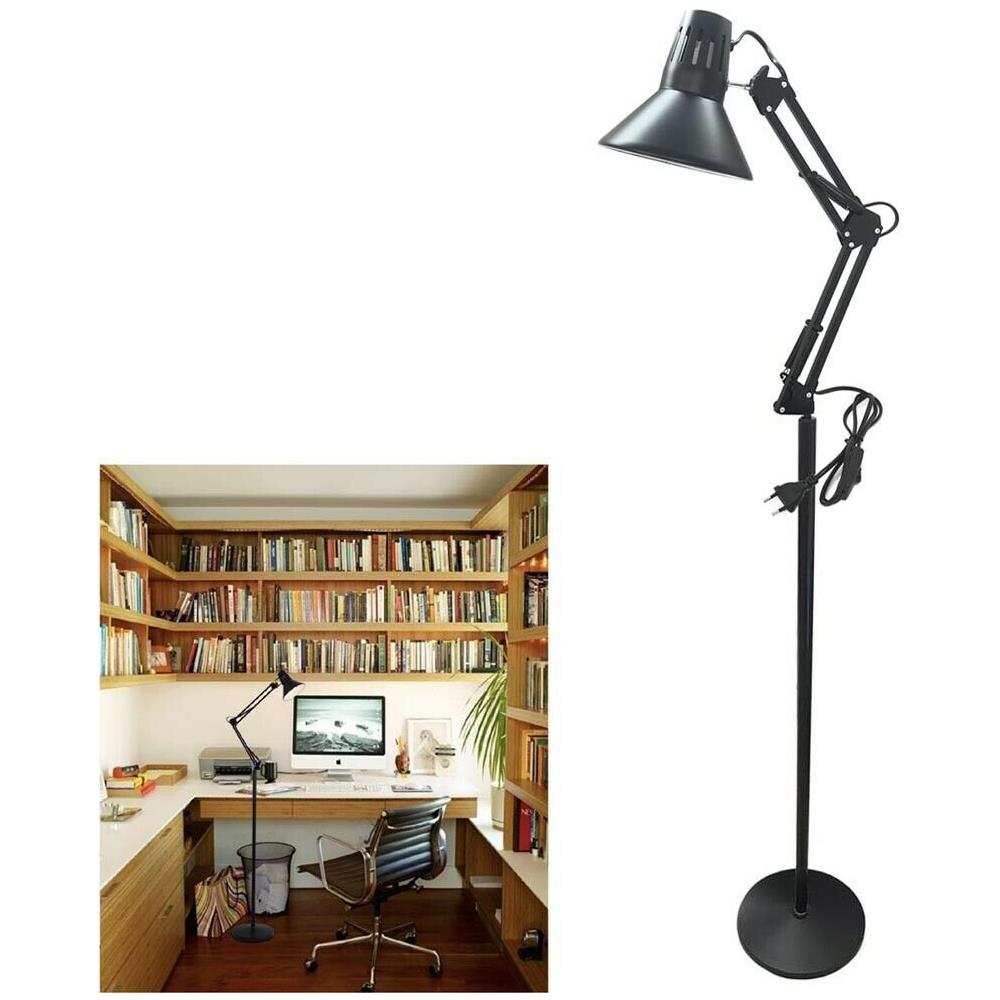 Lampada Piantana Da Terra Porta Lampadina E27 Casa Ufficio Lume Nero - Foto 1