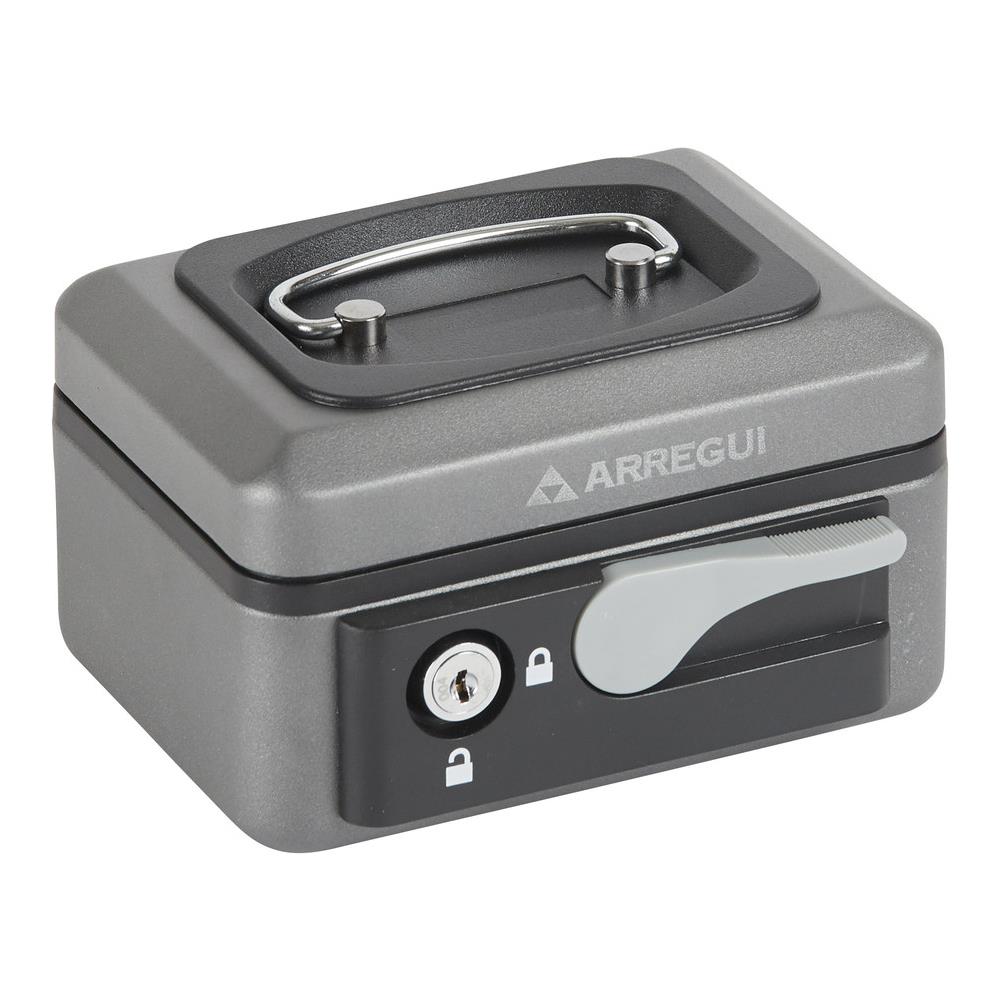 Popup C9716 Cassetta Di Sicurezza Con Chiave E Pulsante Per Contare E Trasportare Denaro | Cassetta Portavalori In Acciaio Con Vassoio Portamonete | Cassaforte Portatile Larghezza 15cm | grigio - Foto 1