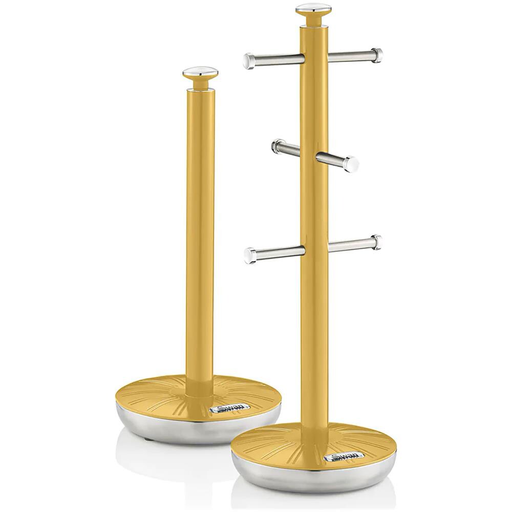 Swka1054yeln Retro Set Di Portarotolo Da Cucina + Portatazze Supporto Per 6 Tazze Di Caffè Giallo - Foto 1
