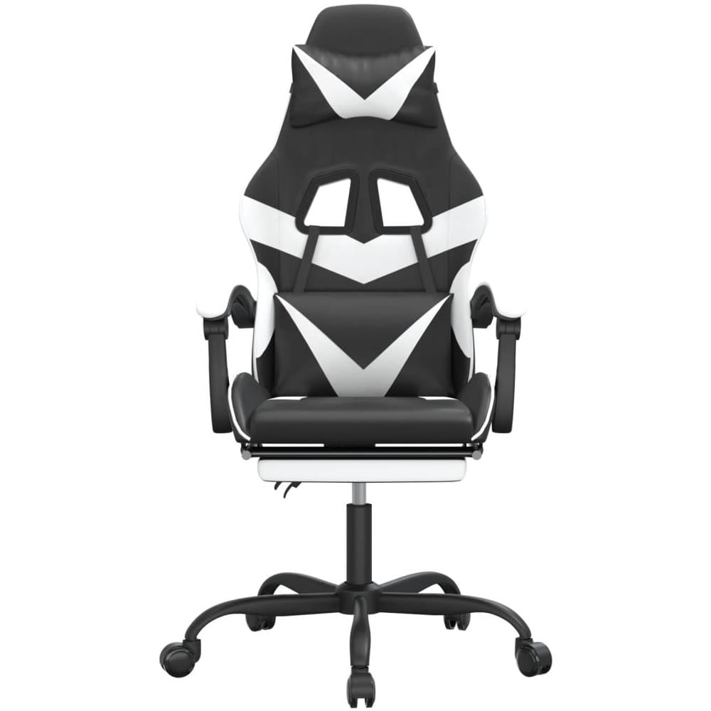 Sedia Da Gaming Con Poggiapiedi Nero E Bianco In Similpelle - Foto 3