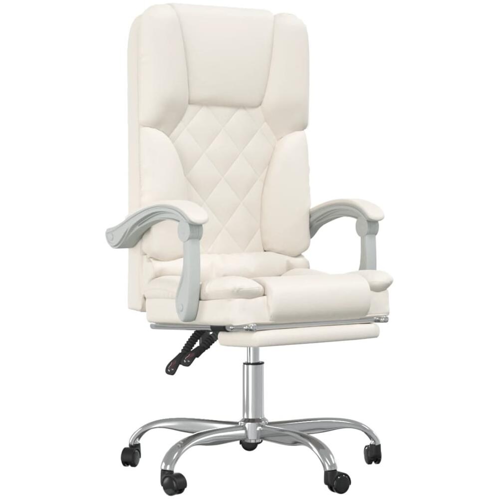 Poltrona Da Ufficio Massaggiante Reclinabile Crema Similpelle - Foto 2