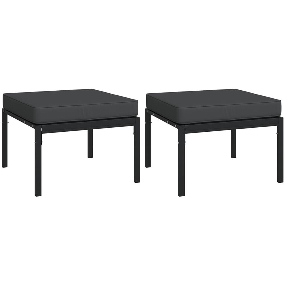 Poggiapiedi Giardino Con Cuscini Grigi 2pz 60x60x35 Cm Acciaio - Foto 2
