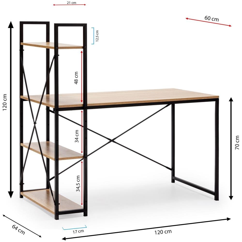Scrivania Lidia 3 Ripiano Nera, 120 Cm (larghezza) - Foto 2