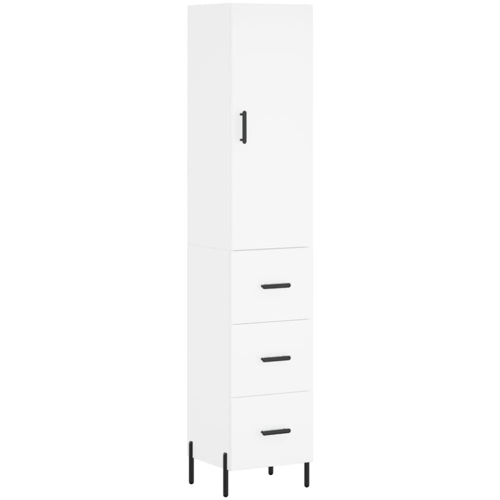 Credenza Bianca 34,5x34x180 Cm In Legno Multistrato - Foto 2