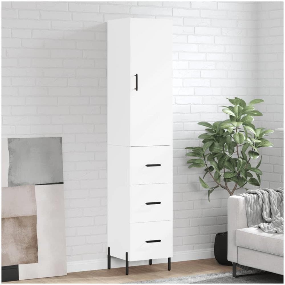 Credenza Bianca 34,5x34x180 Cm In Legno Multistrato - Foto 1