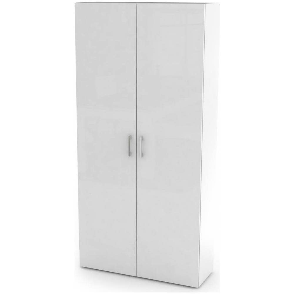 Scarpiera Simone, Mobile Multiuso A 2 Ante E Scaffali Interni, Portascarpe Da Ingresso, 100% Made In Italy, Cm 91x33h190, Bianco Lucido - Foto 2
