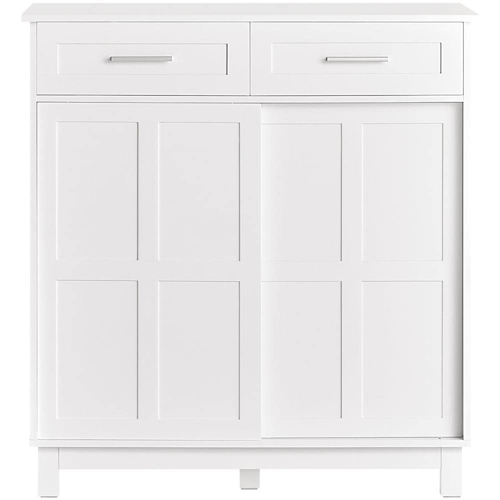 Credenza Con Ante Scorrevoli, Mobile Da Cucina, Armadio Da Soggiorno, Buffet Bianco 80x40x85cm Fsb84-w - Foto 1