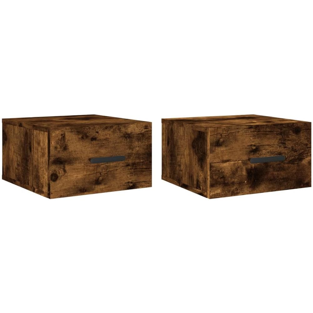 Comodini A Muro 2 Pz Rovere Fumo 35x35x20 Cm - Foto 2