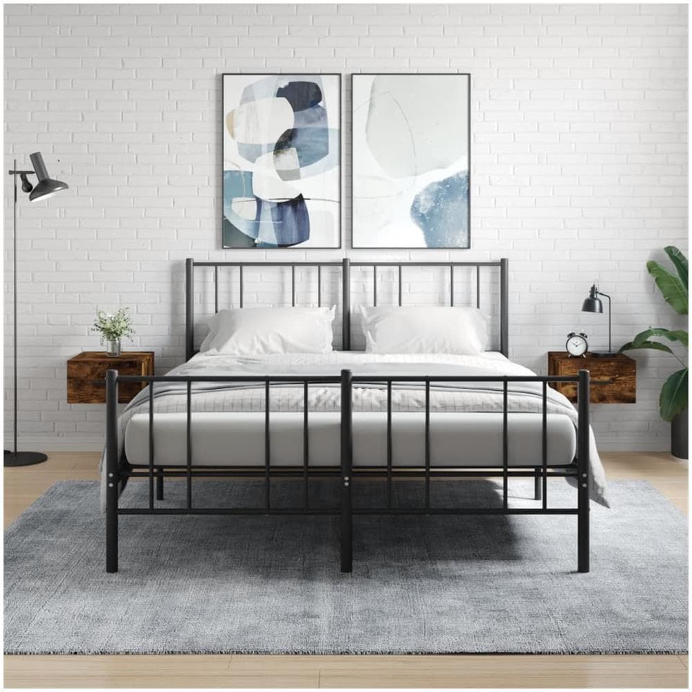 Comodini A Muro 2 Pz Rovere Fumo 35x35x20 Cm - Foto 1