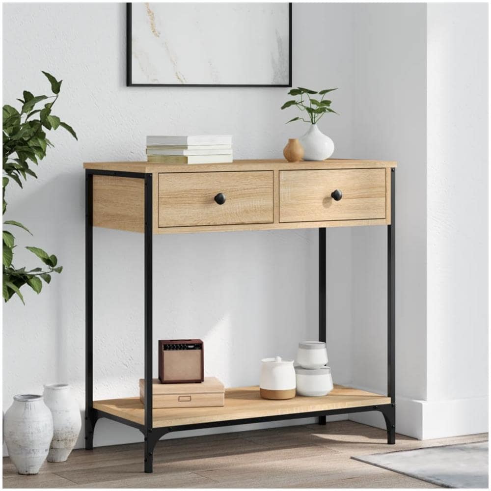 Tavolino Consolle Rovere Sonoma 75x34,5x75cm Legno Multistrato - Foto 1