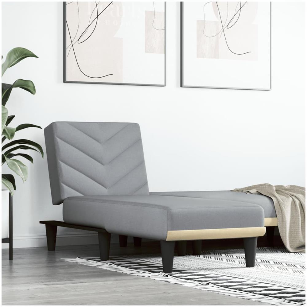 Chaise Longue In Tessuto Grigio Chiaro - Foto 1