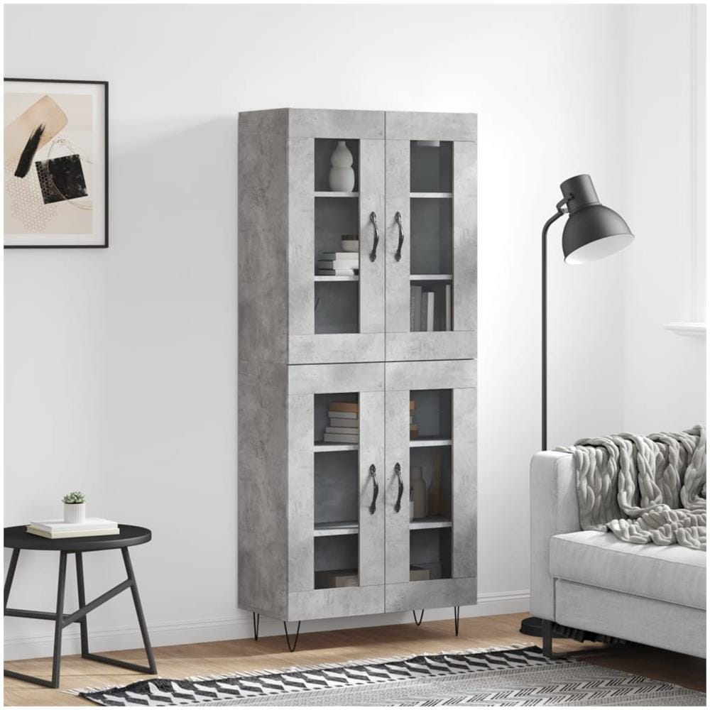 Credenza Grigio Cemento 69,5x34x180 Cm In Legno Multistrato - Foto 1