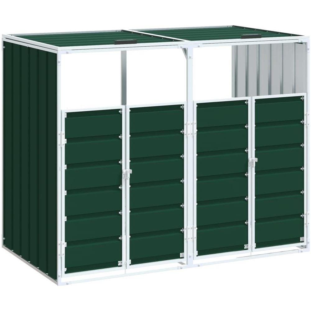 Copribidone con Ruote per 2 Bidoni Verde 144x81x113 cm Acciaio - Foto 1