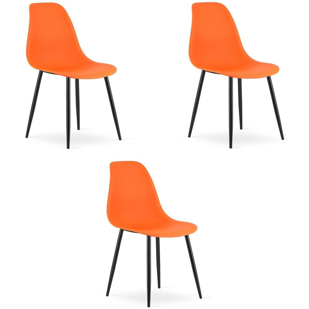 Sedia WAT arancione / gambe nere x 3 - Foto 1