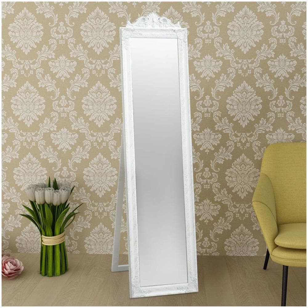 Specchio Da Pavimento In Stile Barocco 160x40 Cm Bianco - Foto 2