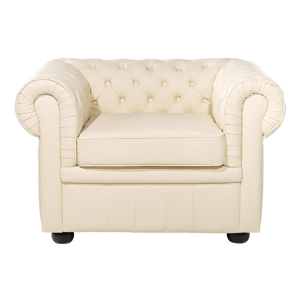 Poltrona Vintage In Pelle Beige Chesterfield - Foto 1