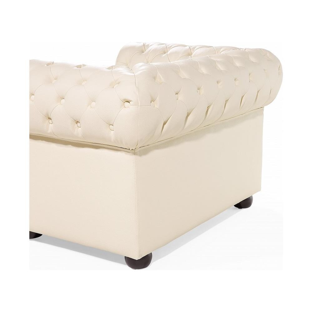 Poltrona Vintage In Pelle Beige Chesterfield - Foto 2