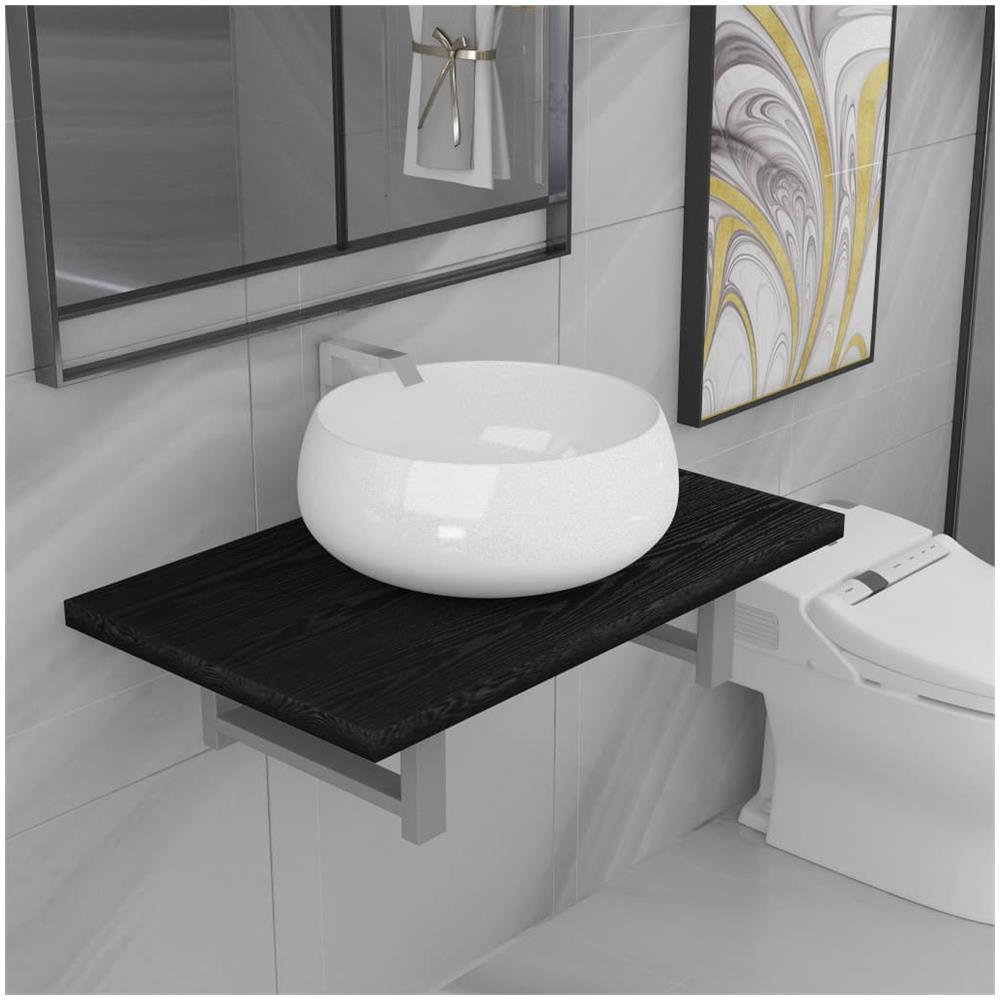 Set Mobili Da Bagno 2 Pz Ceramica Nero - Foto 1
