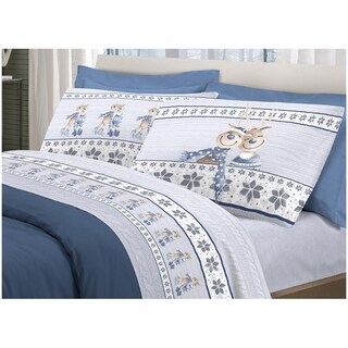 BIANCHERIAWEB Completo Lenzuola Matrimoniale 100% Cotone | Linea Pensieri Delicati Con Gnomi - Rosso 3 Pezzi