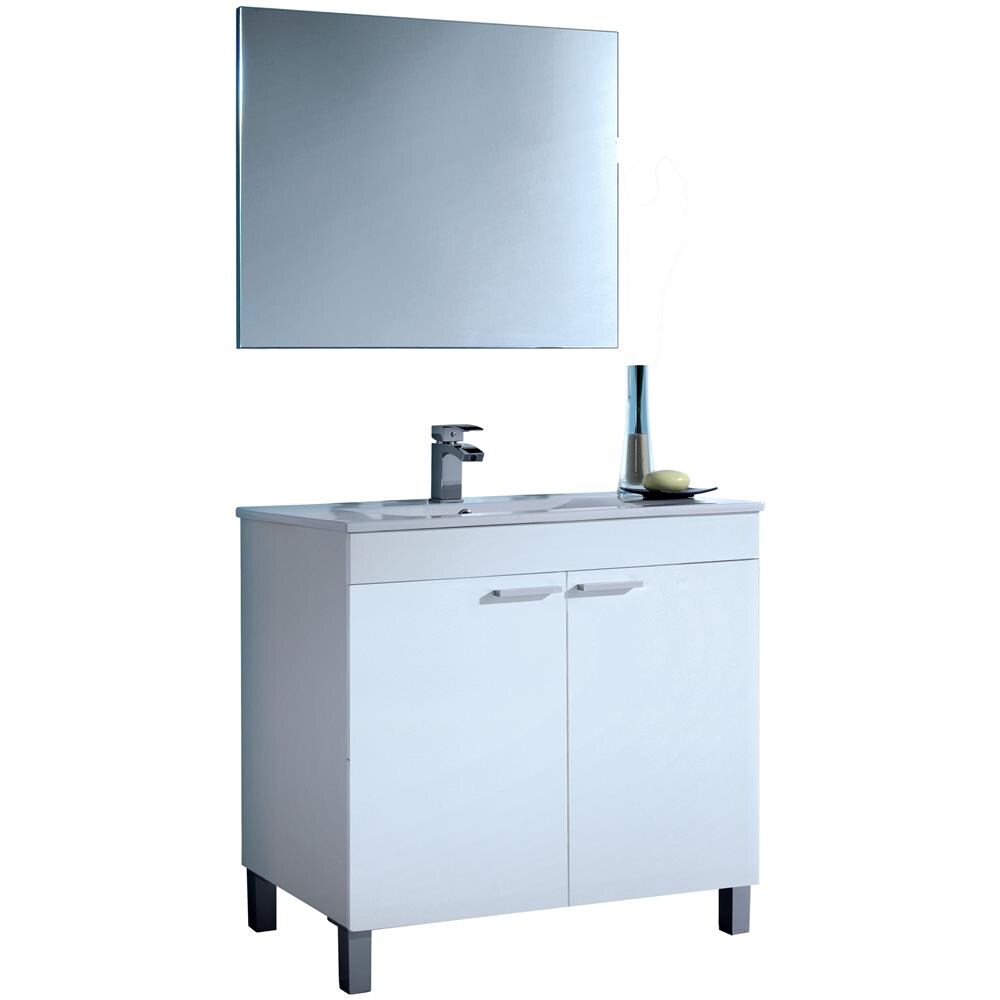 Mobile Bagno Sottolavabo A 2 Ante E 3 Ripiani - Stile Country In MDF Bianco, 90x30x60cm