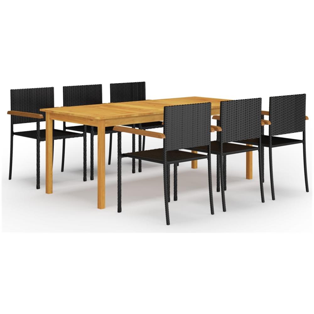 Set Mobili da Pranzo per Giardino 7 pz Nero - Foto 1