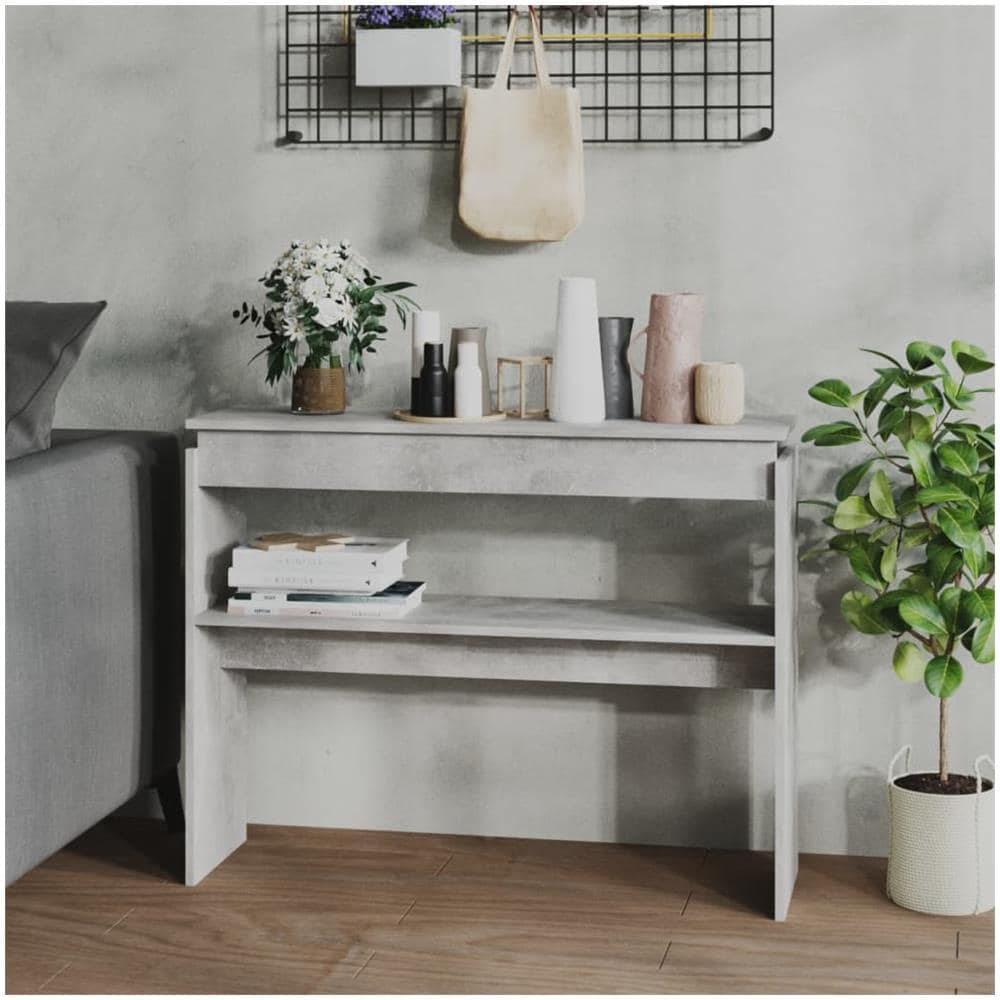 Tavolino Consolle Grigio Cemento 102x30x80cm Legno Multistrato - Foto 1