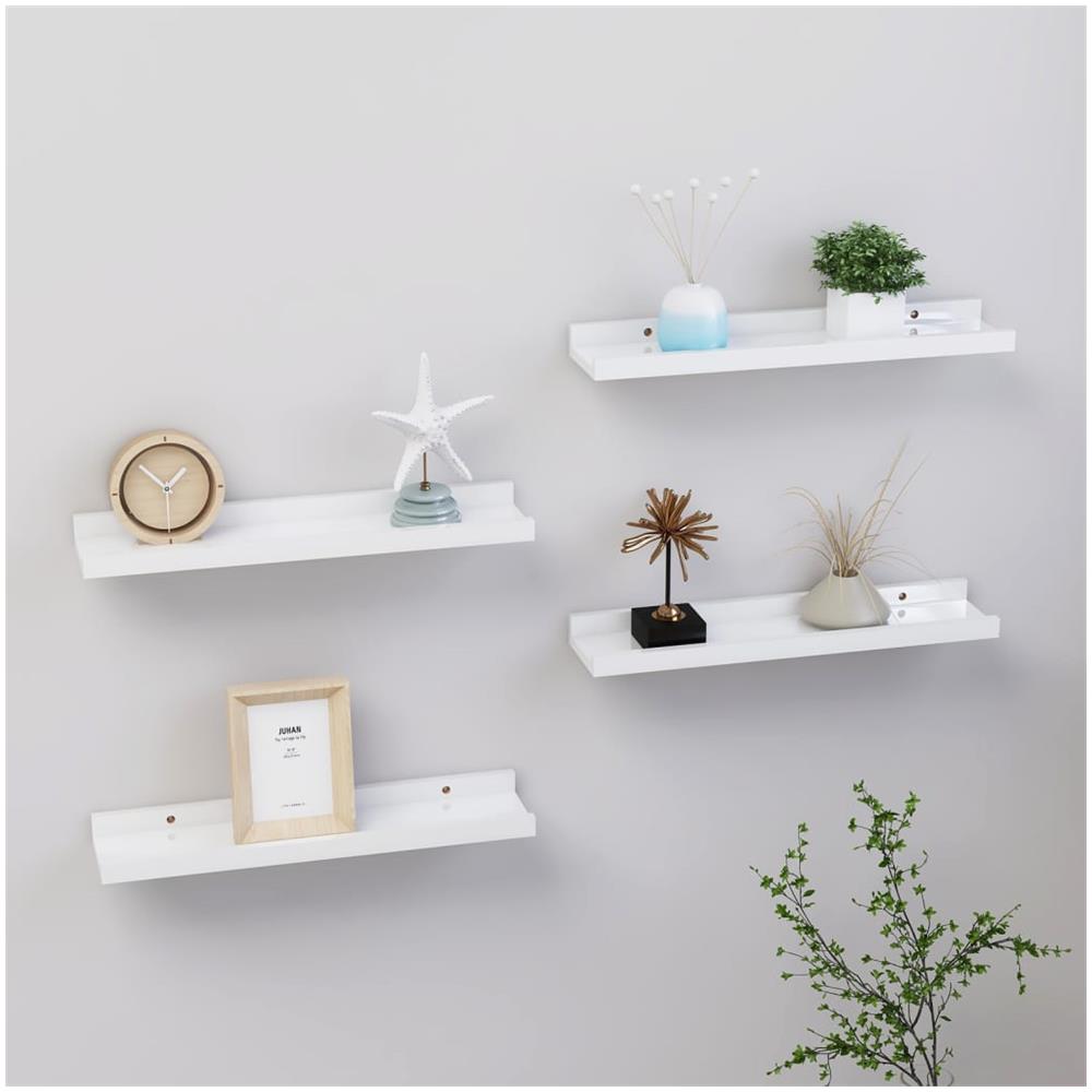Mensole A Muro 4 Pz Bianco Lucido 40x9x3 Cm - Foto 1