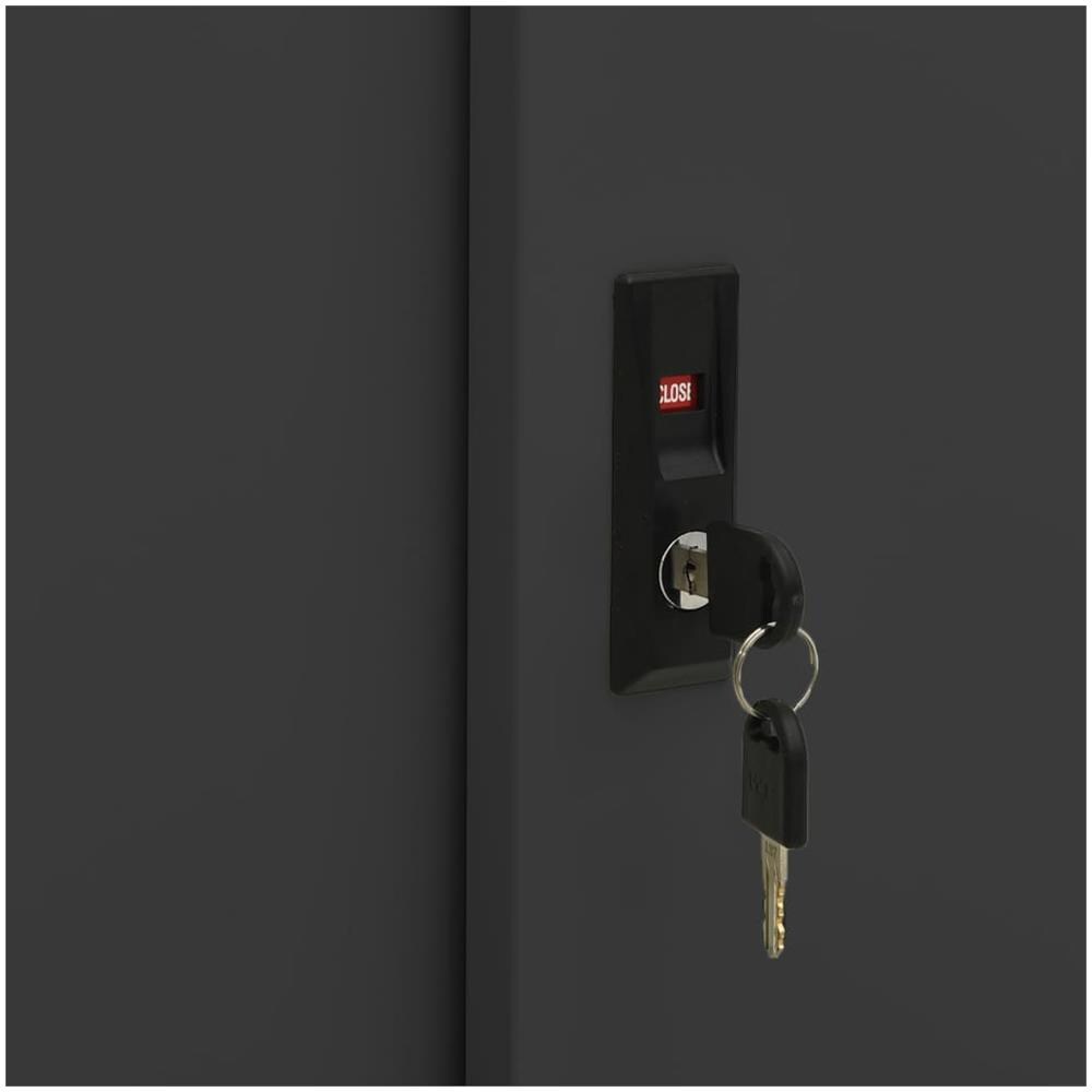 Armadio Ufficio Anta Scorrevole Antracite 90x40x90cm Acciaio - Foto 2