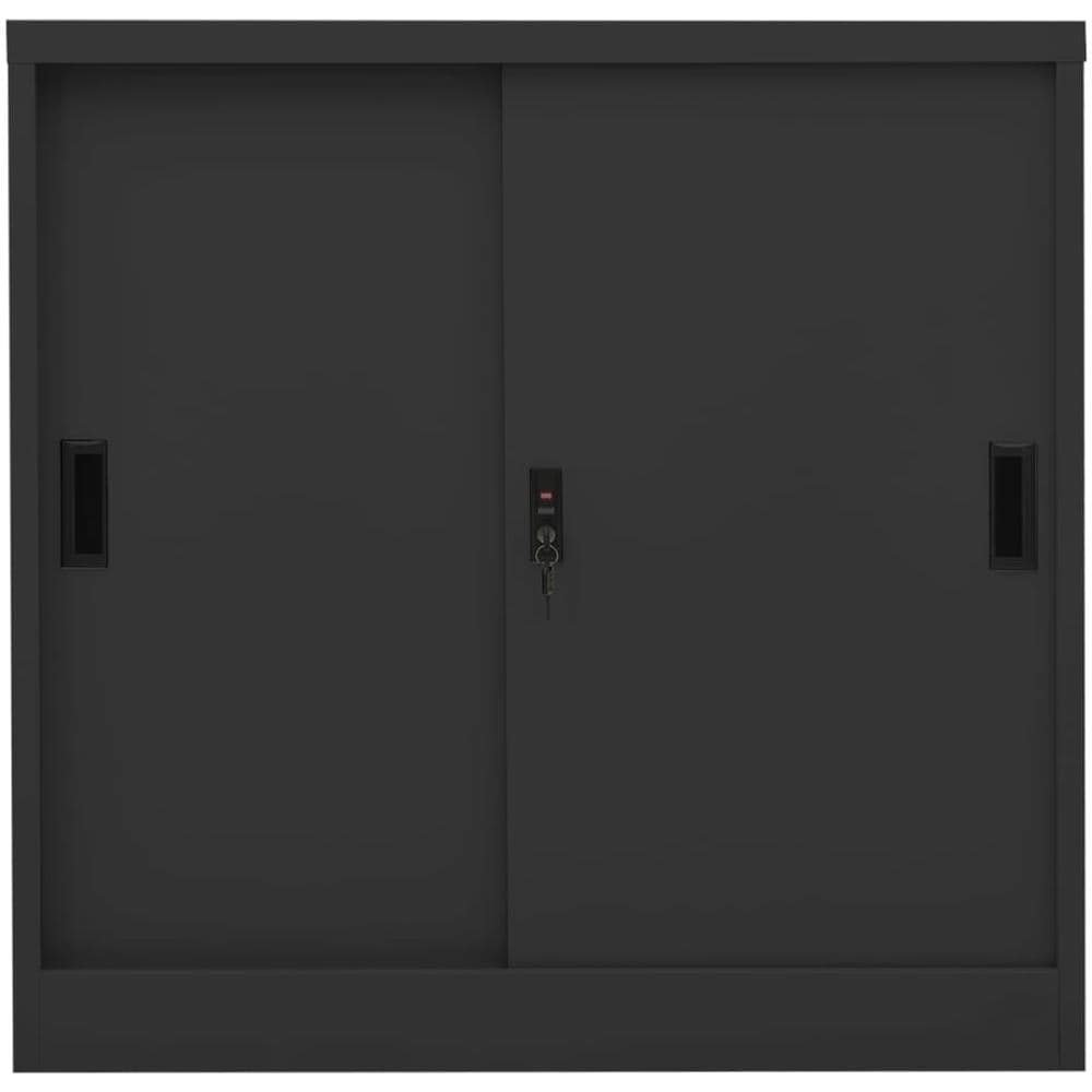 Armadio Ufficio Anta Scorrevole Antracite 90x40x90cm Acciaio - Foto 3