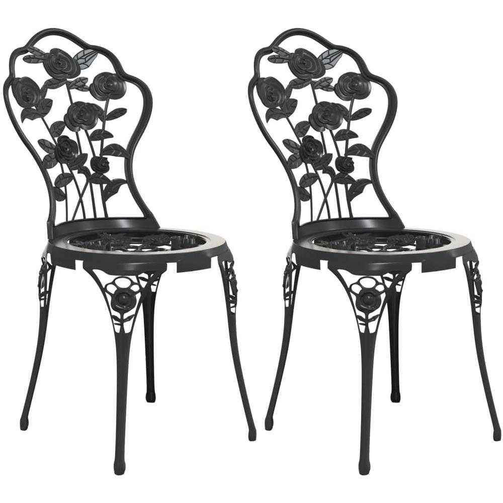 Sedie Da Bistrot 2 Pz In Alluminio Pressofuso Nero - Foto 2