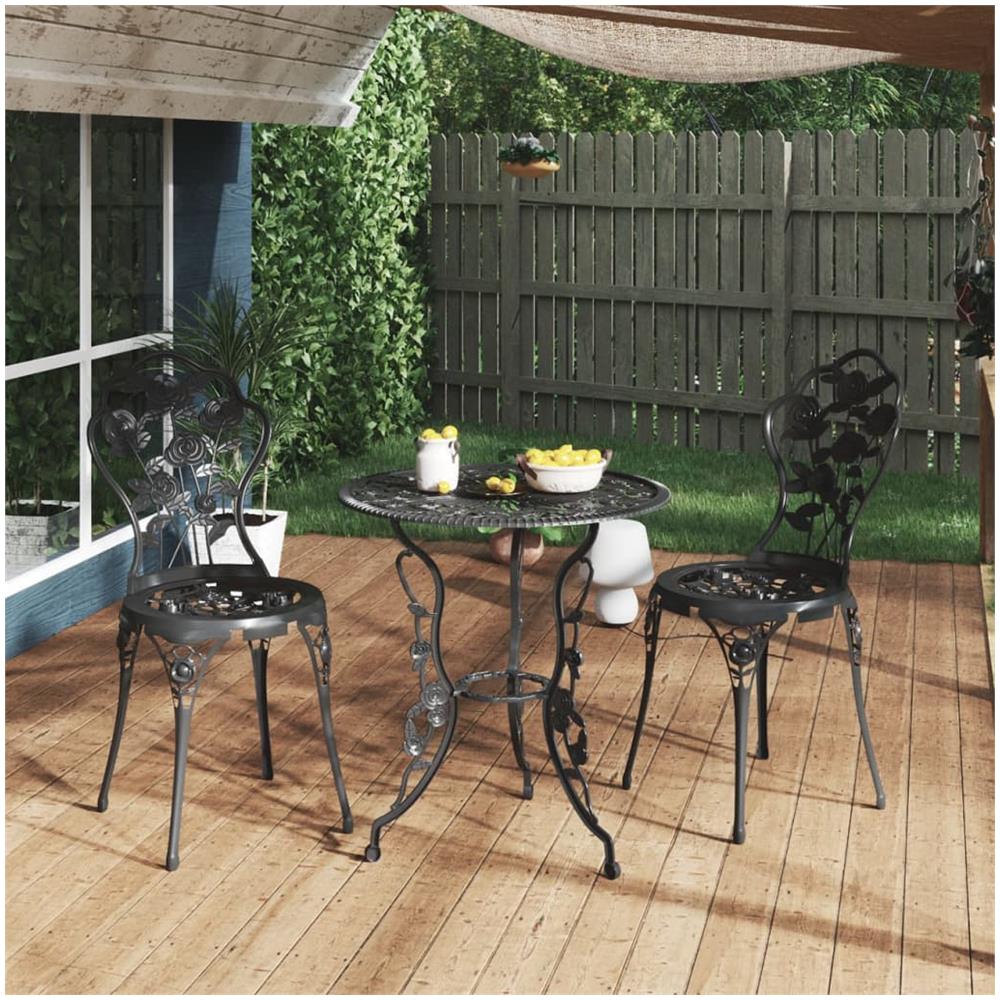 Sedie Da Bistrot 2 Pz In Alluminio Pressofuso Nero - Foto 1