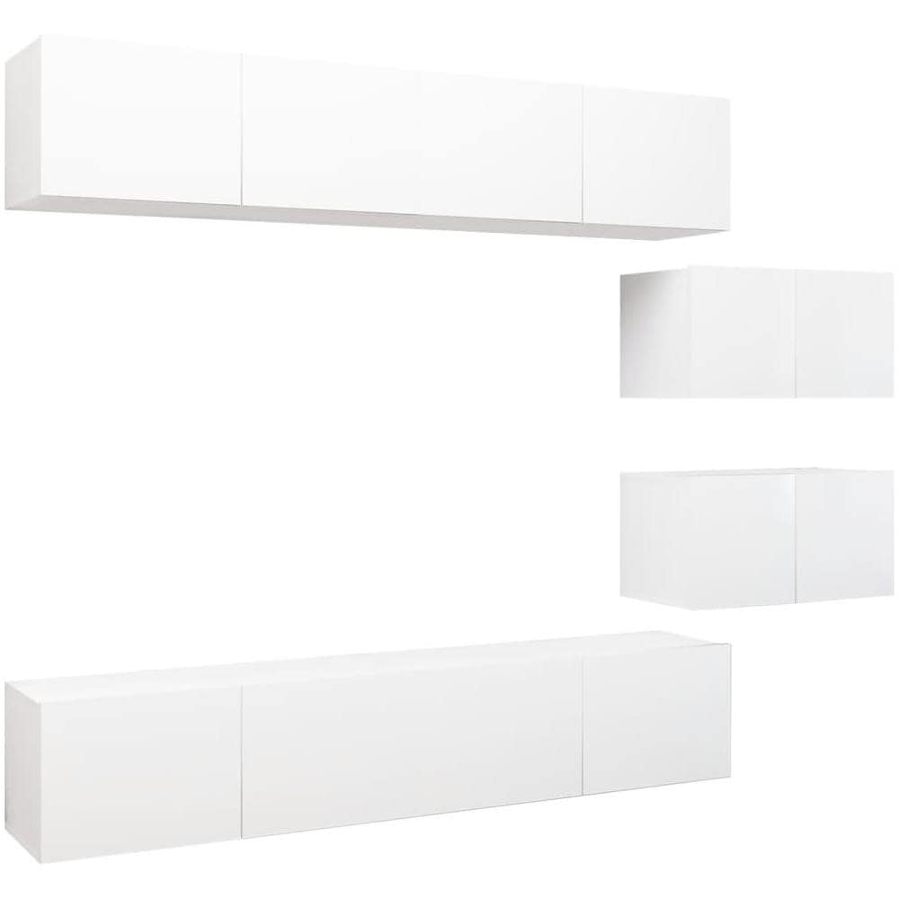 Set Mobili Porta TV 6 pz Bianco in Legno Multistrato - Foto 1