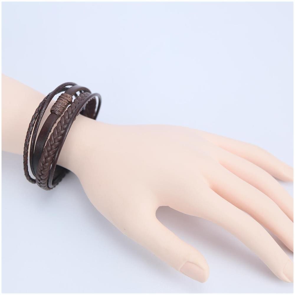 Bracciale In Pelle Set Con 3 Pezzi Darkbrown - Foto 2