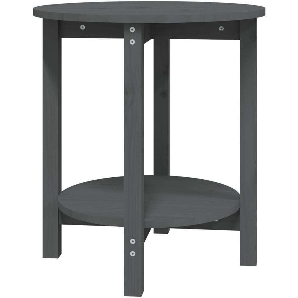 Tavolino da Salotto Grigio ? 55x60 cm in Legno Massello di Pino - Foto 2